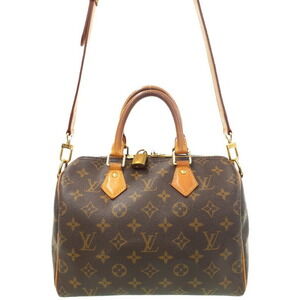 Louis Vuitton 2way Leather Monogram Speedy Bandouliere Bag Brown